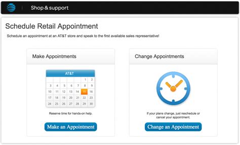  Let one of our in-store experts give you hands-on help with your device, AT&T services, and more. Make an in-store appointment. View or change an appointment. Get 24/7 online support. 